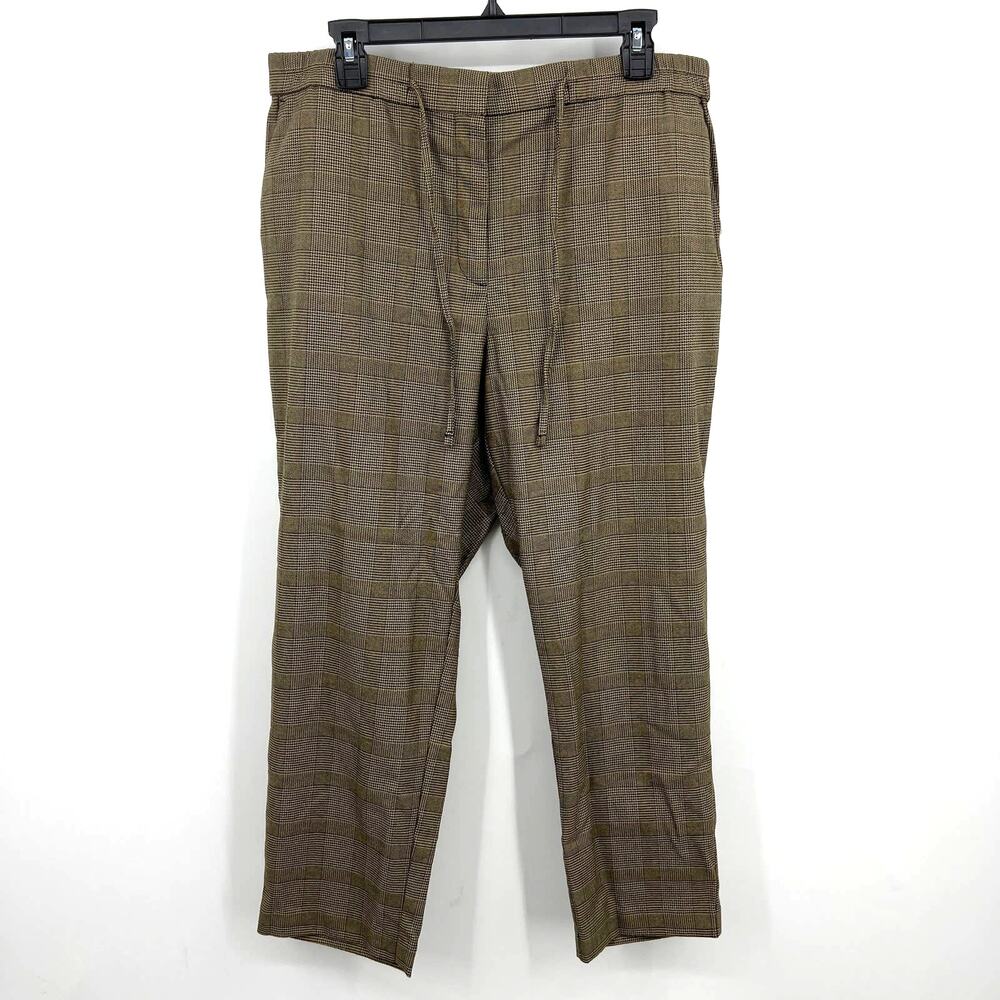 J. Jill Academia Brown Plaid Houndstooth Pattern Cropped Pants LP Large Petite